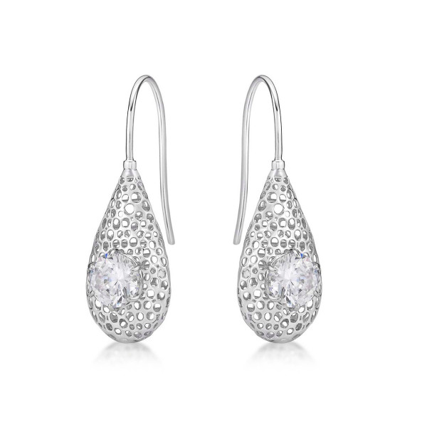 Cocoon Sterling Silver Drop Earrings with Round White Cubic Zirconia