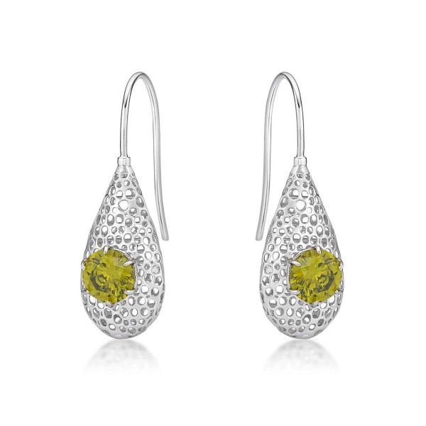 Cocoon Sterling Silver Drop Earrings, Peridot Green Cubic Zirconia