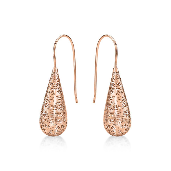 Rose Gold Plated Conical Web 925 Sterling Silver Drop Earrings