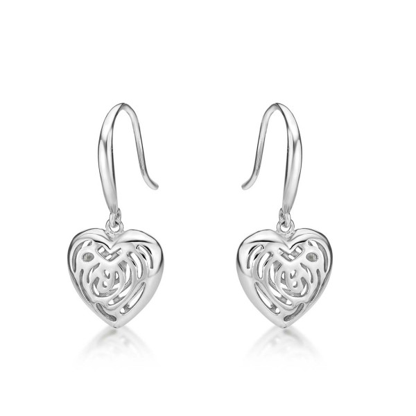 Dangling Heart 925 Sterling Silver Drop Earrings