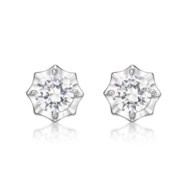 Sparkling Star 925 Sterling Silver Stud Earrings with Cubic Zirconia