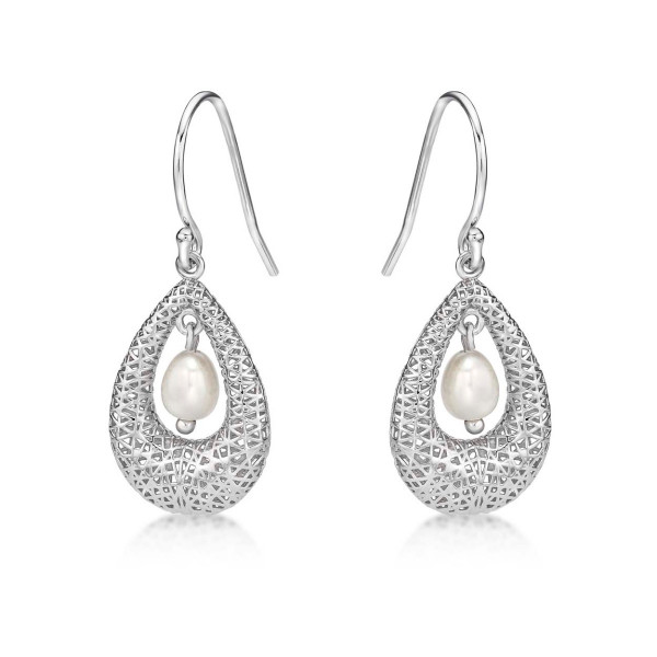 Vintage Freshwater Pearl 925 Sterling Silver Dangling Earrings