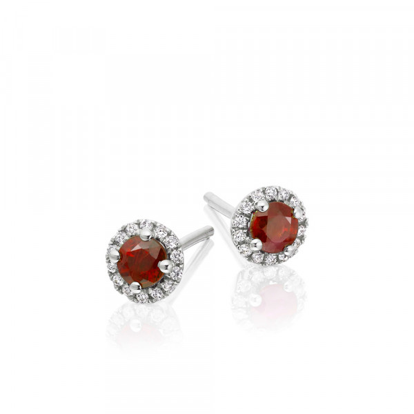 0.40ct Ruby Stud Earrings with Diamond Halo 9K White Gold