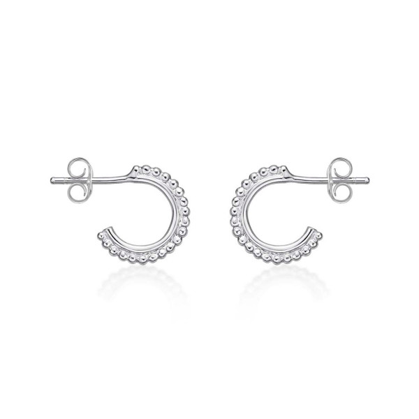Ball Edge Small 925 Sterling Silver Hoop Earrings