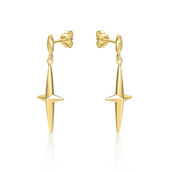 Simple Cross Drop Earrings in Gold Plated 925 Sterling Silver