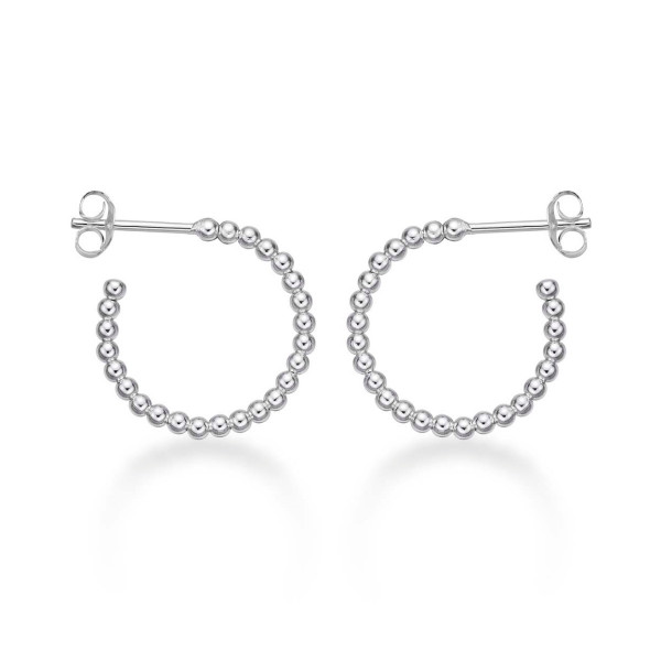Beaded Design 925 Sterling Silver Hoop Earrings