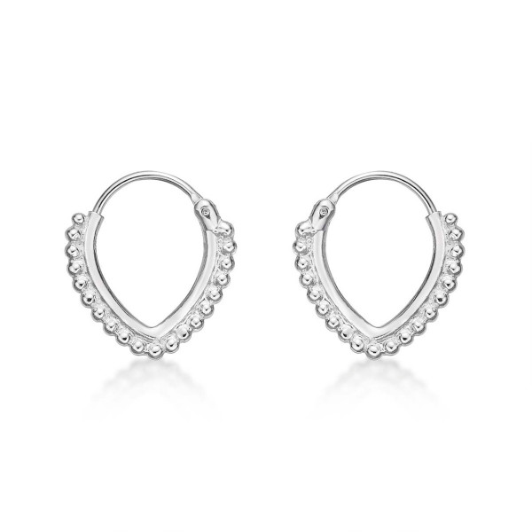 V-Shape Ball Edge Small 925 Sterling Silver Hoop Earrings