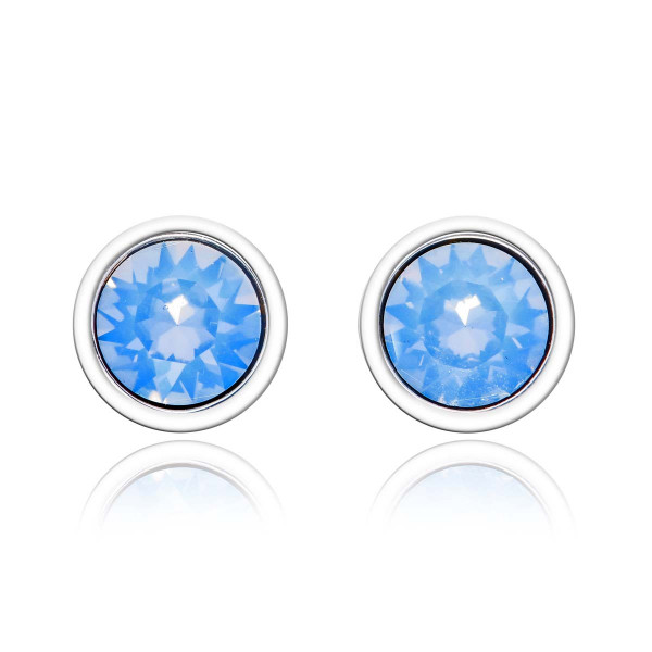 Air Blue Opal Swarovski Stud Earrings Sterling Silver