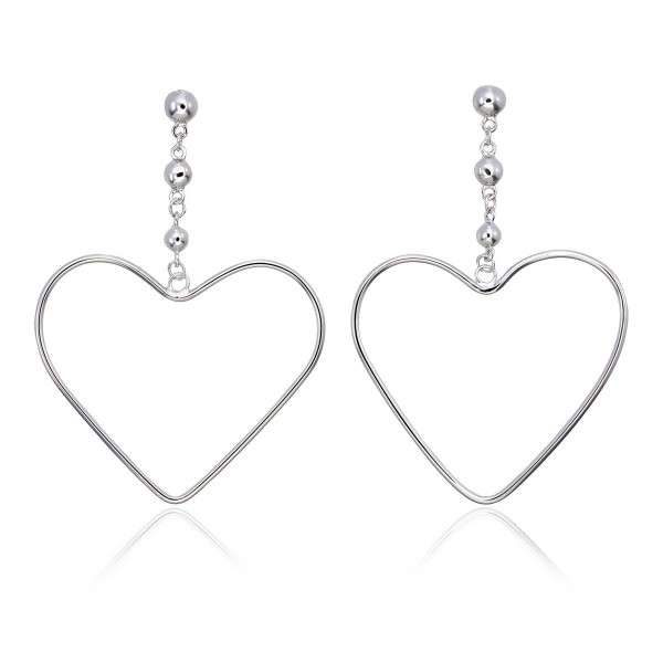 Hanging Heart Earrings in Sterling Silver