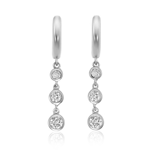 Trilogy Hoop Earrings with White Cubic Zirconia in Sterling Silver