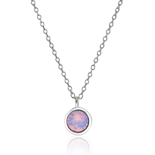 Rose Water Opal Swarovski Pendant Necklace 925 Sterling Silver