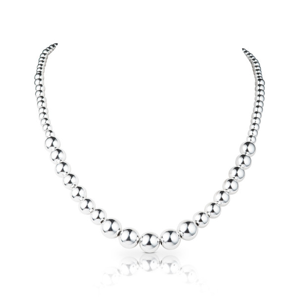 Sterling Silver Graduated Ball Necklace 