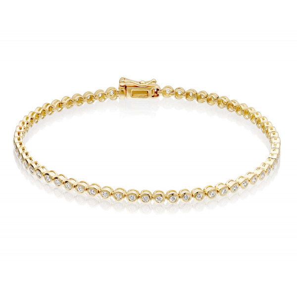 Diamond Tennis Bracelet 1ct Diamond G/HSI Bezel Set 18K Yellow Gold