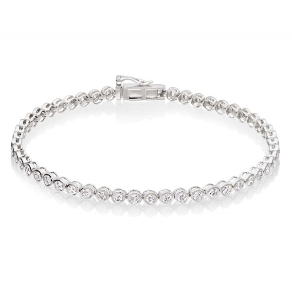 Diamond Tennis Bracelet 2ct G/HSI Quality Bezel Set 18K White Gold