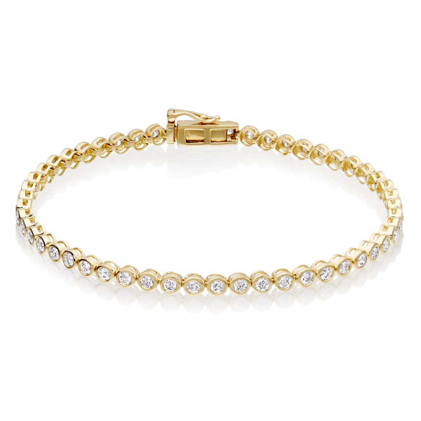 Diamond Tennis Bracelet 2ct G/HSI Quality Bezel Set 18K Yellow Gold