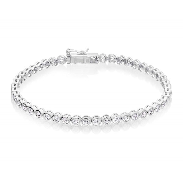 Diamond Tennis Bracelet 3ct G/HSI Quality Bezel Set 18K White Gold