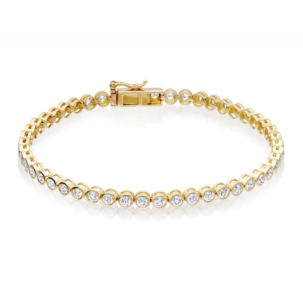 Diamond Tennis Bracelet 3ct G/HSI Quality Bezel Set 18K Yellow Gold
