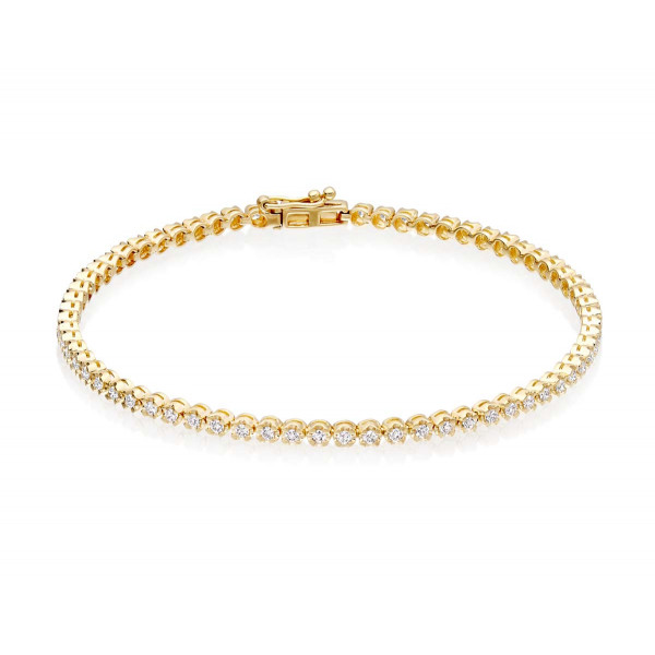 Diamond Tennis Bracelet 1ct Diamond G/HSI Basket Claw 18K Yellow Gold