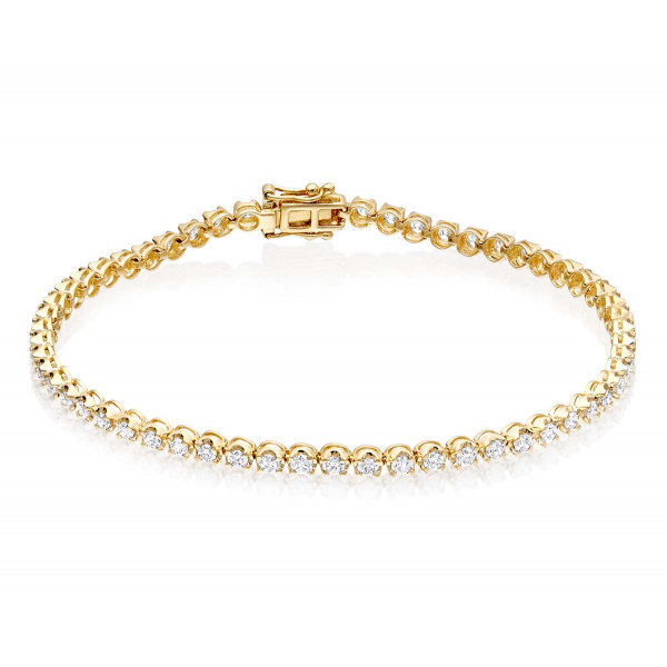 Diamond Tennis Bracelet 2ct G/HSI Quality Basket Claw 18K Yellow Gold