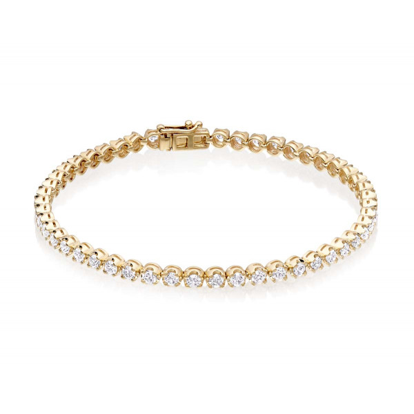 Diamond Tennis Bracelet 3ct G/HSI Quality Basket Claw 18K Yellow Gold