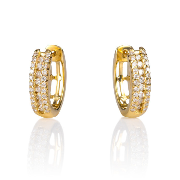 Diamond Hoop Earrings 0.40ct Oval Huggie Diamond Hoops 9K Yellow Gold