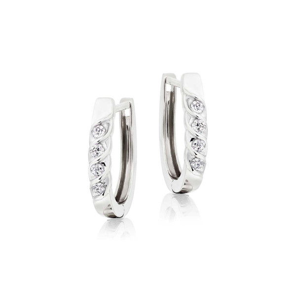 Diamond Hoop Earrings 0.25ct Diamond Wave Hoops in 9K White Gold