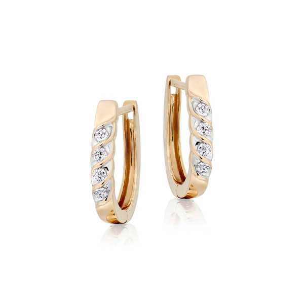 Diamond Hoop Earrings 0.25ct Diamond Wave Hoops in 9K Yellow Gold