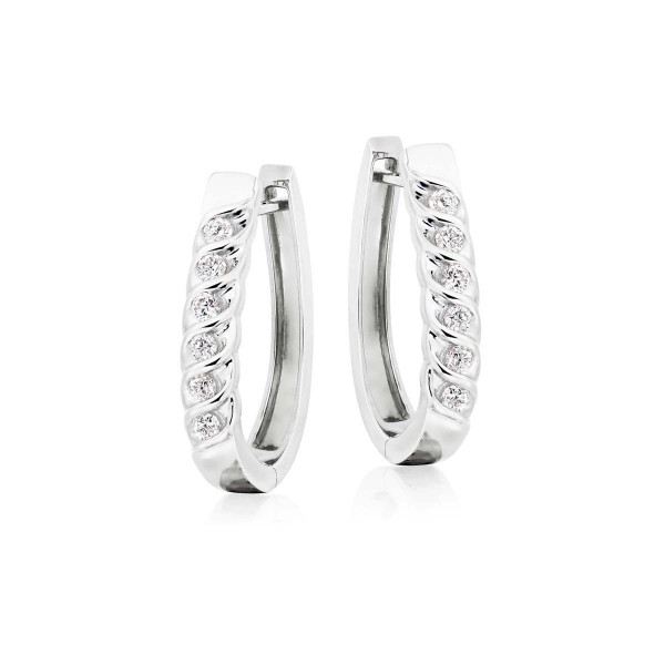 Diamond Hoop Earrings 0.40ct Diamond Wave Hoops in 18K White Gold