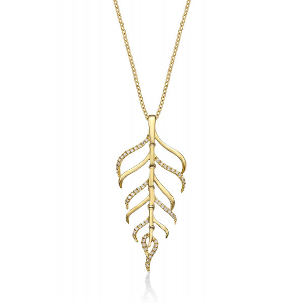 Diamond Palm Pendant Necklace 0.15ct Diamonds in 9K Yellow Gold