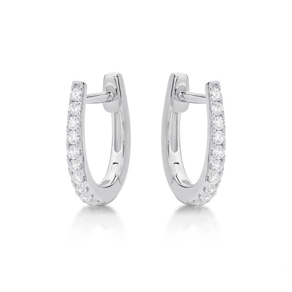 Medium Diamond Hoop Earrings 0.22ct Diamonds in 9K White Gold