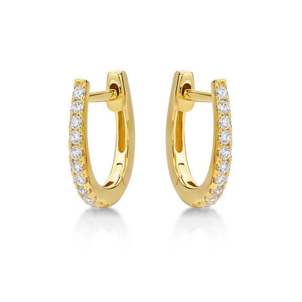 Medium Diamond Hoop Earrings 0.22ct Diamonds in 9K Yellow Gold