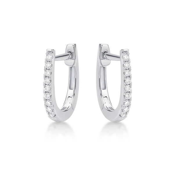 Mini Diamond Hoop Earrings 0.16ct Diamonds in 9K White Gold