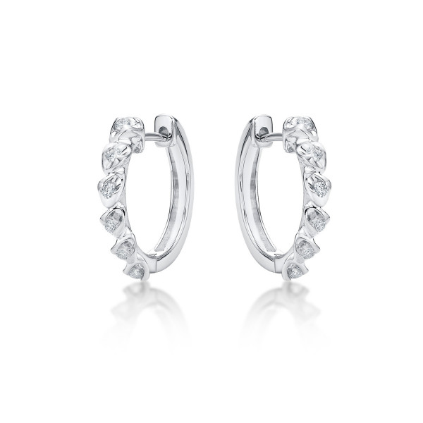 Diamond Eye Diamond Hoop Earrings 0.14ct Diamonds in 9K white Gold