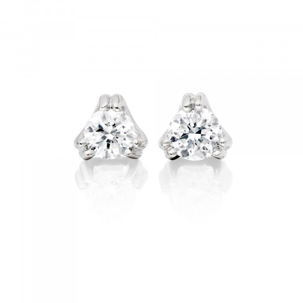 Diamond Stud Earrings 0.10ct 3 Claw 18K White Gold-G/HSI