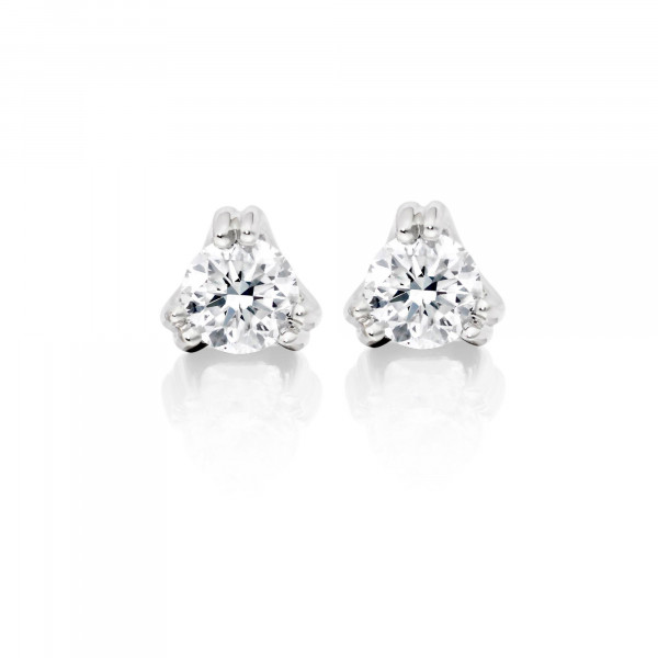 Diamond Stud Earrings 0.10ct 3 Claw 9K White Gold-G/HSI