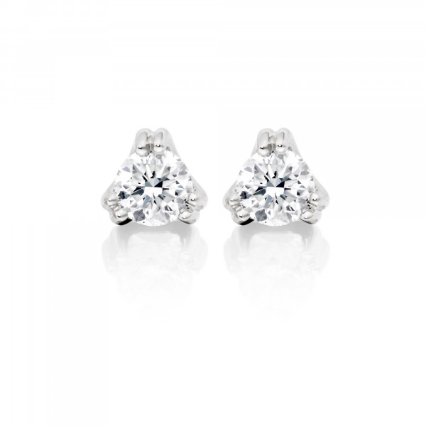 Diamond Stud Earrings 0.20ct 3 Claw 9K White Gold-G/HSI
