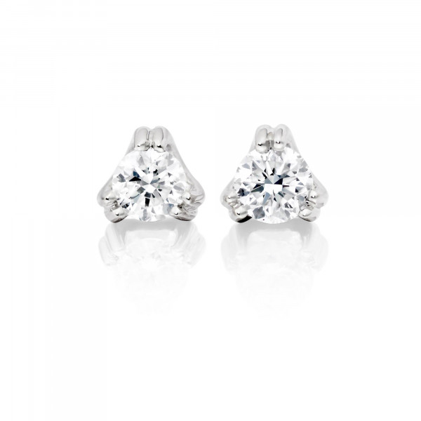 Diamond Stud Earrings 0.30ct 3 Claw 18K White Gold-G/HSI