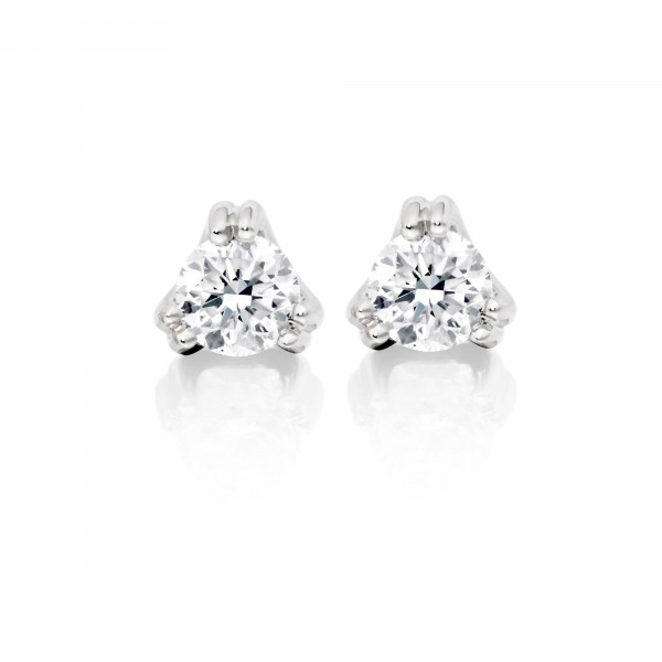 Diamond Stud Earrings 0.30ct 3 Claw 9K White Gold-G/HSI