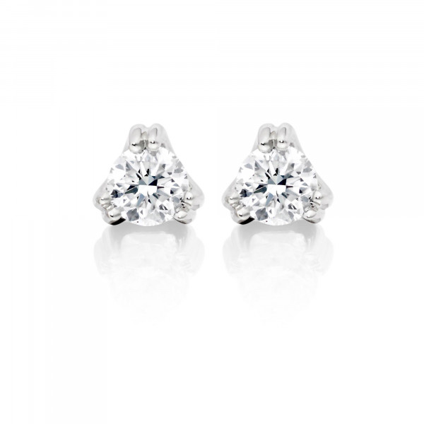 Diamond Stud Earrings 0.40ct 3 Claw 9K White Gold-G/HSI