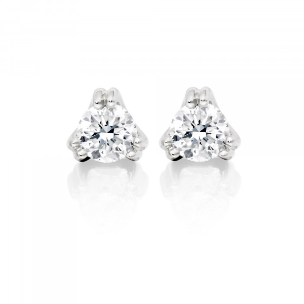Diamond Stud Earrings 0.50ct 3 Claw 9K White Gold-G/HSI