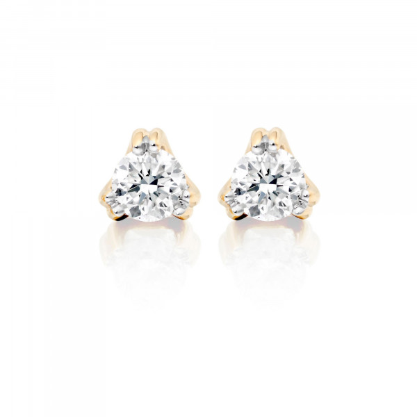 Diamond Stud Earrings 0.10ct 3 Claw 9K Yellow Gold-G/HSI