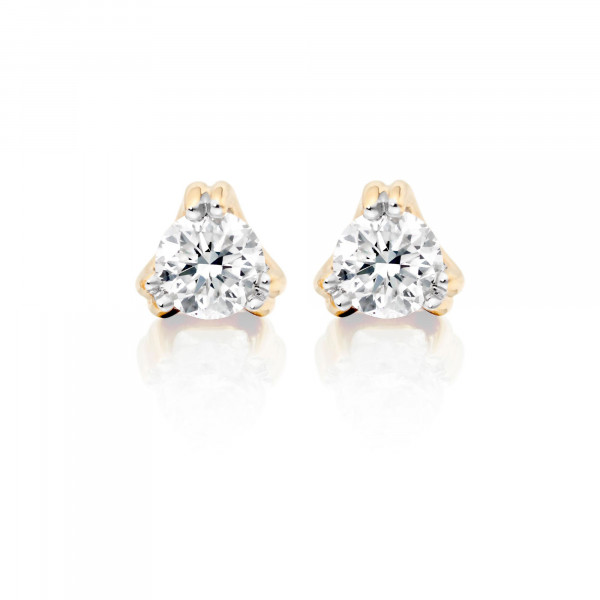 Diamond Stud Earrings 0.20ct 3 Claw 9K Yellow Gold-G/HSI