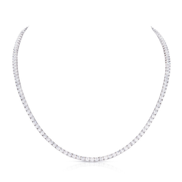 Sterling Silver Tennis Necklace with 3mm Sparkling Cubic Zirconia