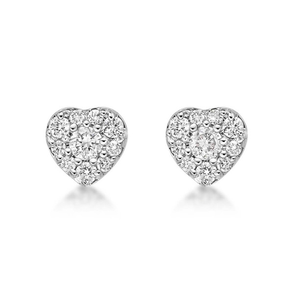 Gleam Diamond Heart Earrings 0.14ct Diamond Studs in 9K White Gold