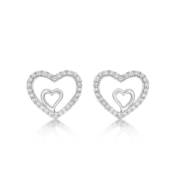 Amour Diamond Heart Earrings 0.20ct Diamond Studs in 9K White Gold