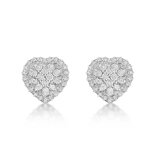 Sparkle Diamond Heart Earrings 0.28ct Diamond Studs in 9K White Gold