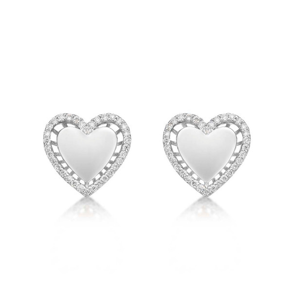 Elevated Diamond Heart Earrings 0.36ct Diamond Studs 9K White Gold
