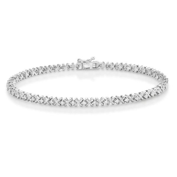 Hugs & Kisses Design Diamond Bracelet 0.50ct Diamonds 9K White Gold