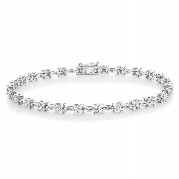 Flower Diamond Bracelet 1.50ct Diamonds in 9K White Gold