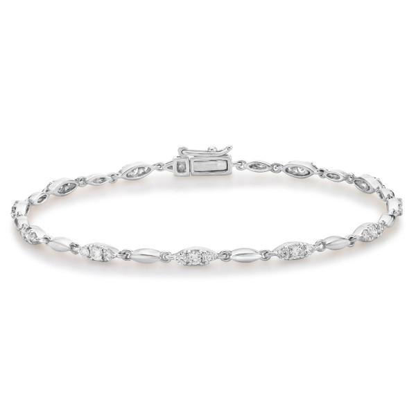 Trilogy Diamond Bracelet 1ct Diamonds in 9K White Gold